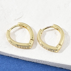 Настоящее золото 18K Серьги-кольца из латуни с микропаве из кубического циркония в форме капли, долговечный, без кадмия и без свинца, реальный 18 k позолоченный, 15.5x2.5x14 мм