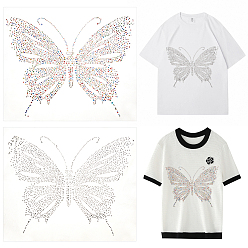 (52) Непрозрачная лаванда 4 листы 2 цвета бабочка горячая фиксация стразы, аппликации из стеклянных страз, разноцветные, 305x247x1.5 мм, 2 листов / цвет