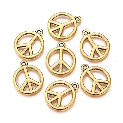 Античное Золото Сплавочные подвески тибетского стиля, знак мира, без кадмия, без никеля и без свинца, античное золото , 18x1 мм, отверстие : 2 мм