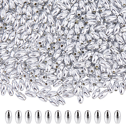 Silver Plated 1000Pcs Plating Eco-Friendly Plastic Beads, Oval, Silver Plated, 6x3mm, Hole: 1mm