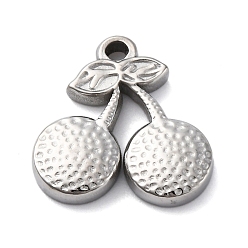 Нержавеющая Сталь Цвет 304 подвески из нержавеющей стали, вишневое очарование, анти-тускнение, цвет нержавеющей стали, 18x17.5x3 мм, отверстие : 1.8 мм