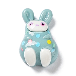 Aqua Cabochons animaux mignons en résine opaque, avec l'émail, lapin, Aqua, 27x16x8.5mm