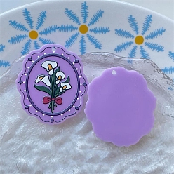 Средняя Орхидея Акриловые подвески с цветами, средне орхидеи, 42x38 мм