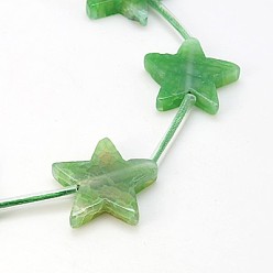 Verde Ágata natural de hebras, teñido, estrella, verde, 26x6 mm, agujero: 1 mm