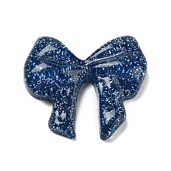 Морской Синий Полупрозрачная смола декодирует кабошоны, блестящий бант, Marine Blue, 26.5x30x7 мм