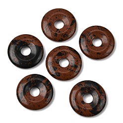 Mahogany Obsidian Natural Mahogany Obsidian Pendants, Donut/Pi Disc Charms, 30x6mm, Hole: 8mm