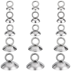 Stainless Steel Color 150Pcs 5 Styles 201 Stainless Steel Bead Cap Pendant Bails, for Globe Glass Bubble Cover Pendants, Stainless Steel Color, 5~7x4~10mm, Hole: 2.5~3mm, 30pcs/style