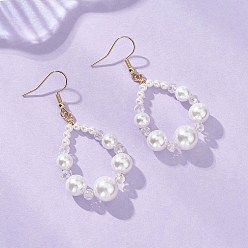 Золотой 304 серьги-капли из нержавеющей стали и натурального культивированного пресноводного жемчуга, со стеклом, золотые, 58x27 мм