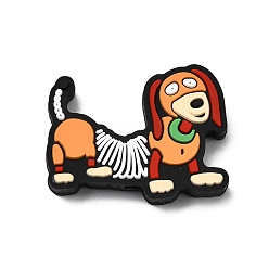 Оранжевый Силиконовые бусины, фокусные бусы, собака, оранжевые, 22x30x7 мм, отверстие : 3 мм