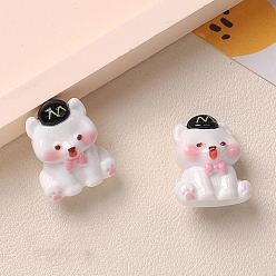 Черный Непрозрачные кабошоны из смолы, собака с бантом, чёрные, 22x18 мм