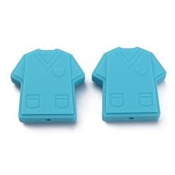 Dark Turquoise Food Grade Eco-Friendly Silicone Beads, Male Nurse Clothes, Dark Turquoise, 26x26.5x8mm, Hole: 2.5mm