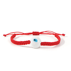 Красный Браслеты ручной работы из стекла, украшенные бусинами, символизирующими "оберег от сглаза"., регулируемые браслеты шнур, красные, 11.02 дюйм (28 см)