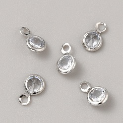 Платина Латунные микро проложить кубического циркония прелести, плоско-круглые, долговечный, платина, 9.5x6.5x3 мм, отверстие : 1.5 мм