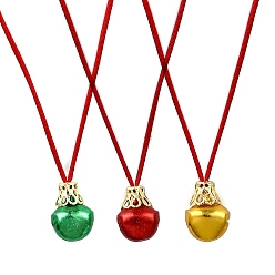 Красный 3 шт. 3 стили алюминиевый рождественский кулон-колокольчик с атласным шнуром-крылышком, красные, 29.53 дюйм (75 см), 1 шт / стиль