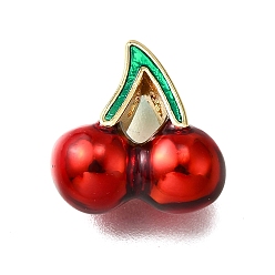 Вишня Латунь эмаль бисера, стойки покрытие, долговечный, без свинца и без кадмия, реальный 18 k позолоченный, вишня, 13x12.5x6.5 мм, отверстие : 1.6 мм