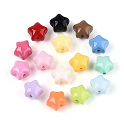 (52) Непрозрачная лаванда Краска для запекания непрозрачные акриловые бусины, звезда, разноцветные, 11x13x10.5 мм, отверстие : 1.6~1.8 мм