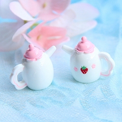 Белый Миниатюрные украшения из смоляного чайного сервиза, аксессуары для домашнего кукольного домика с микро-ландшафтом, притворяясь опорными украшениями, чайник, белые, 32x27 мм