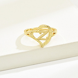Letter Z Латунные алфавитные регулируемые кольца для женщин, без кадмия, без никеля и без свинца, с сердцем, Письмо Z, 17 мм, размер США 6 1/4 (16.7 мм)