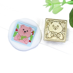 Медведь Золотая восковая печать, латунная головка штампа, для приглашений, конверты, подарочная упаковка, медведь, 25x25 мм