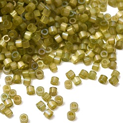 Dark Khaki Glass Seed Beads, Imitation Cat Eye Beads, Column, Dark Khaki, 1.6x1mm, Hole: 0.8mm, about 900pcs/bag