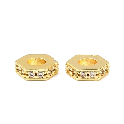 Золотой Латунные микропаве из прозрачного кубического циркония, многоугольник, стойки покрытие, долговечный, без свинца и без кадмия, золотые, 8x7x2 мм, отверстие : 3 мм
