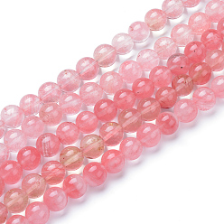 Вишневый Кварц Вишня из кварцевого стекла из бисера пряди, круглые, 10 мм, отверстие : 1 мм, около 40 шт / нитка, 15.7 дюйм