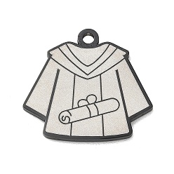 Black 304 Stainless Steel Pendants, Academic Dress Charms, Polishing, Ion Plating(IP), Black, 20x22x1.5mm, Hole: 1.9mm