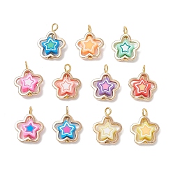 (52) Непрозрачная лаванда Подвески из полимерной глины ручной работы с пластиковыми рамками для бусин ccb, звезды прелести, золотые, разноцветные, 19.5x15.5x4.5 мм, отверстие : 3.5x3 мм