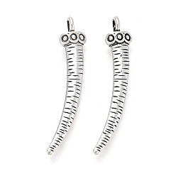 Античное Серебро Сплавочные подвески тибетского стиля, рога прелести, античное серебро, 42x8x5 мм, отверстие : 3 мм