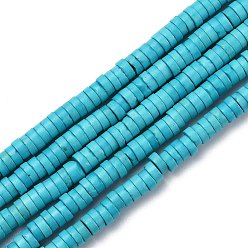 Blue Synthetic Turquoise Beads, Dyed, Flat Round/Disc, Heishi Beads, Blue, 6x2mm, Hole: 1.4mm, about 175pcs/strand, 15.16 inch(38.5cm)