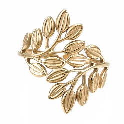 Золотой 304 открытое манжетное кольцо из нержавеющей стали, массивное полое кольцо для женщин, золотые, размер США 6 3/4 (17.1 мм)