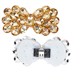 Свет Топаз 2украшения для обуви из сплава со стразами, съемные пряжки для обуви, бантом, светлый топаз, 45x84x12.5 мм