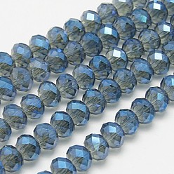 Mixed Color Electroplate Glass Beads Strands, Faceted Rondelle, Mixed Color, 8x5~6.5mm, Hole: 1mm, about 72pcs/strand, 16.5 inch.
