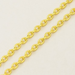 Golden Iron Cable Chains, for DIY Jewelry Making, with Spool, Unwelded, Oval, Lead Free and Nickel Free, Golden, 3x2x0.5mm, about 328.08 Feet(100m)/roll