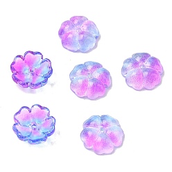 Medium Orchid Gradient Color Transparent Glass Bead Cap, 5-Petal Flower, Medium Orchid, 13x4.5mm, Hole: 1.4mm