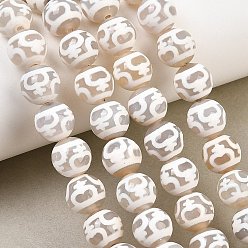 Nectar Bottle Pattern Тибетского стиля DZI бисер нитей, природный агат бисер нитей, окрашенная и подогревом, круглые, белые, образец бутылки нектара, 10.2~10.5 мм, отверстие : 1.3 мм, около 35 шт / нитка, 13.78'' (35 см)