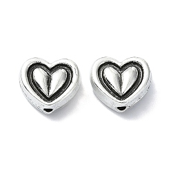 Античное Серебро Сплавочные овальные бусины тибетского стиля , сердце, античное серебро, 10.5x12x6 мм, отверстие : 1.6 мм, Около 203 шт / 500 г