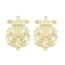 Oro Dijes de conector de aleación, enlaces de lira, chapado en rack, dorado, 35x24.5x2.5 mm, agujero: 1.8 mm