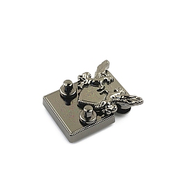 Черный Цвет Металла Двойной замок для кошелька из цинкового сплава «летающая лошадь», для самостоятельного изготовления сумок, металлический черный , 44x32x60 мм