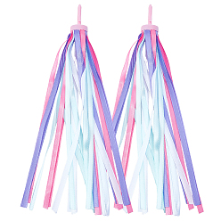 Purple Kids Polyester Tassel Ribbon, Children Scooter Handlebar Bicycle Grips Ribbon, Purple, 280~285x23.5mm
