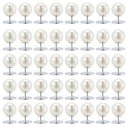 Платина 40шт. пластиковая крышка гвоздь кнопка, одежда и головные уборы аксессуары, круглые, платина, 13.5x10 мм