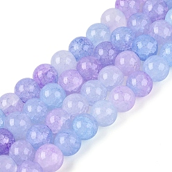 Васильковый Нити из окрашенных стеклянных бусин с эффектом омбре и эффектом кракелюра, имитация драгоценных камней, круглые, васильковый, 6~6.5 мм, отверстие : 0.8~1 мм, около 138~146 шт / нитка, 29.92~31.89 дюйм (76~81 см)