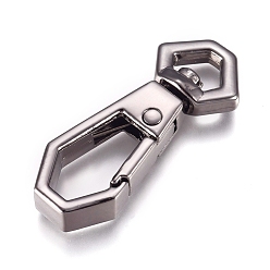 Черный Цвет Металла Застежками сплава поворотные, поворотный карабин-лобстер, металлический черный , 34.5x14x5.5 мм, отверстие : 4.5x7.5 мм