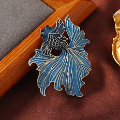 Светло-Синий Эмалевые булавки в виде золотой рыбки, броши из сплава для одежды рюкзака, голубой, 55x40 мм