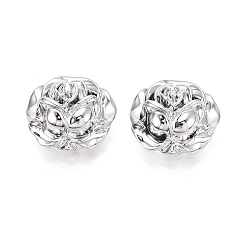 Silver Plated UV Plating Acrylic Beads, Rose Flower, Silver Plated, 18x20x11mm, Hole: 2mm