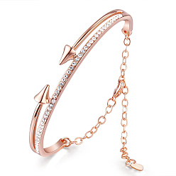 Or Rose Bracelet chic en laiton plaqué or véritable 18k, avec Micro Pave aaa zircon arc et flèches, or rose, 2-7/8 pouces (73 mm)