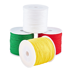Mixed Color 4Rolls 4 Colors Braided Nylon Thread, Chinese Knotting Cord Beading Cord for Beading Jewelry Making, Mixed Color, 0.8mm, about 100yards/roll, 1roll/color