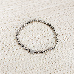 Letter P 304 эластичные браслеты из нержавеющей стали для женщин, сердце с письмом, цвет нержавеющей стали, Письмо P, внутренний диаметр: 2.24 дюйм (5.7 см)