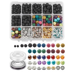 (52) Непрозрачная лаванда Поделки изготовления ювелирных изделий, с драгоценными камнями круглых бусин, Латунные бусины разделители для поставки стразов, проставки из тибетского сплава и эластичные нити, разноцветные, 14x10.8x3 мм