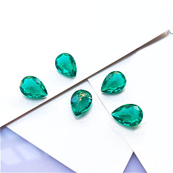 Светлый Морско-зеленый Заостренные назад кабошоны из каменного камня, граненые, слеза, светло-зеленый, 14x10 мм, 40 шт / комплект
